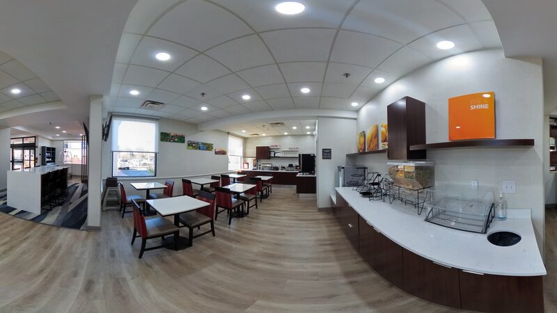 360-degree preview of the hotel breakfast area